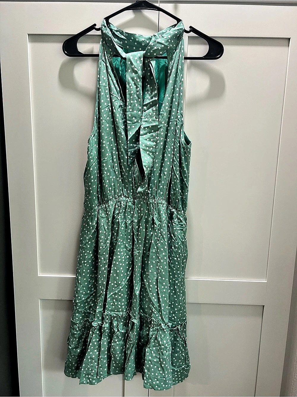 B'FIRM Green Polka Dot Midi Dress Size Medium Like New